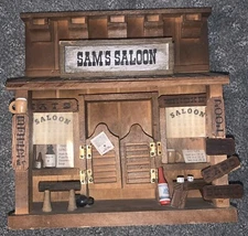 Vintage Solid Wood Sam's Saloon Free Standing / Wall Hanging Enesco Imports 1978