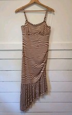 Wild Fable Womens Small Sleeveless Mesh Dress Light Brown Zebra Ruched Bodycon