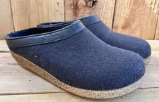 HAFLINGER Wool Clogs Slides Shoes Women’s 8 / 38 Cork Comfort Black Hygge