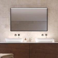 Rectangular Mirror with design Black frame, Wall Mounted Mirror, Mirror with LED