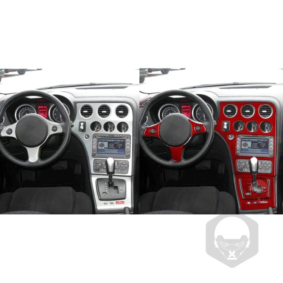 Kits completos de cubierta interior de fibra de carbono roja 32 piezas para Alfa Romeo 159 2004-11 Foto 3 de 4