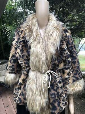 Vtg 90s Unique Camden Market/ Carnaby St OOAK leopard print faux fur jacket S