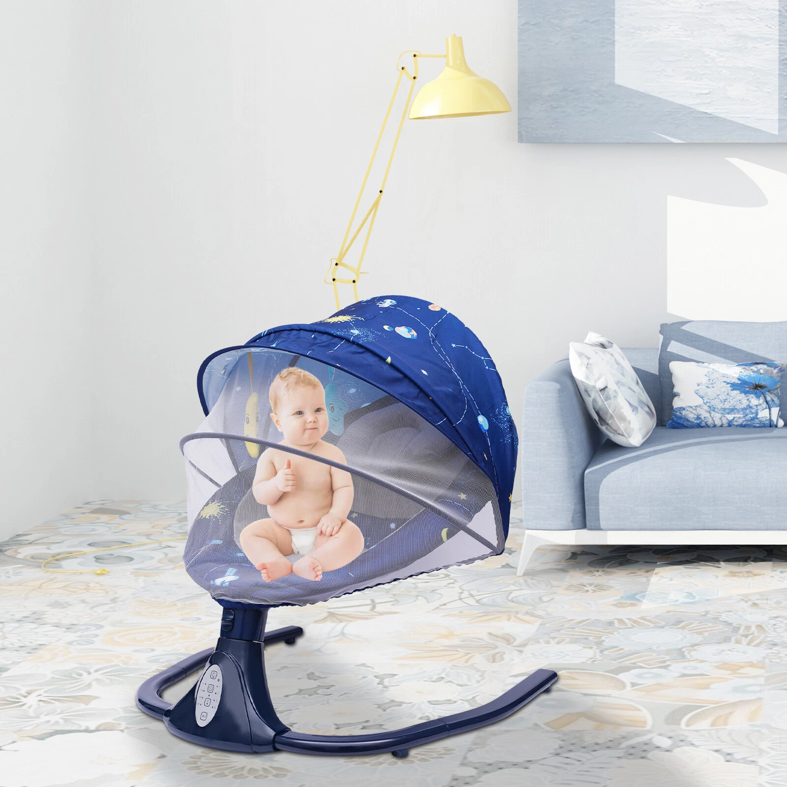Newborn Electric Baby Bouncer Swing + Bluetooth Music Cradle Rocker Chair Infant