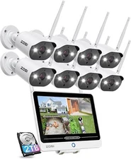 ZOSI 8CH 3MP NVR CCTV 2K WiFi Security Wireless Camera System 12.5" LCD Monitor 