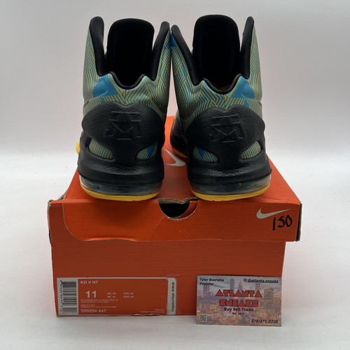 Size 11 - Nike KD 5 N7 - Yellow Blue Navy Black (599294-447) - Picture 3 of 9