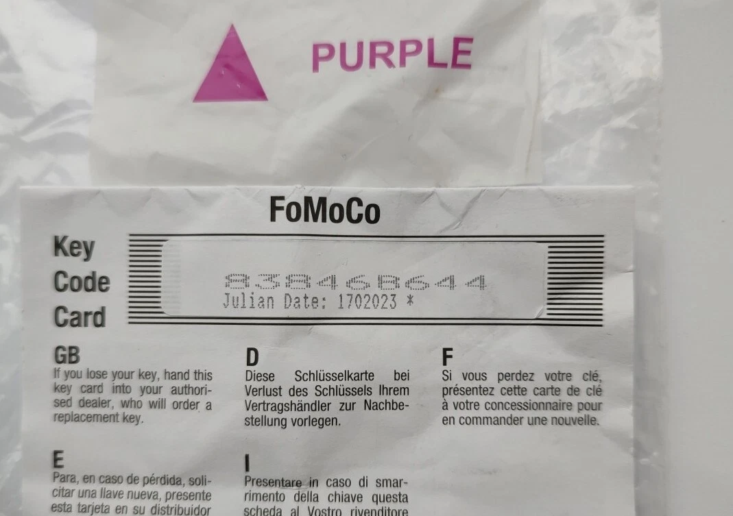 GENUINE FORD LOCKING WHEEL NUT BOLT KEY HEX 22mm PURPLE TRIANGLE 