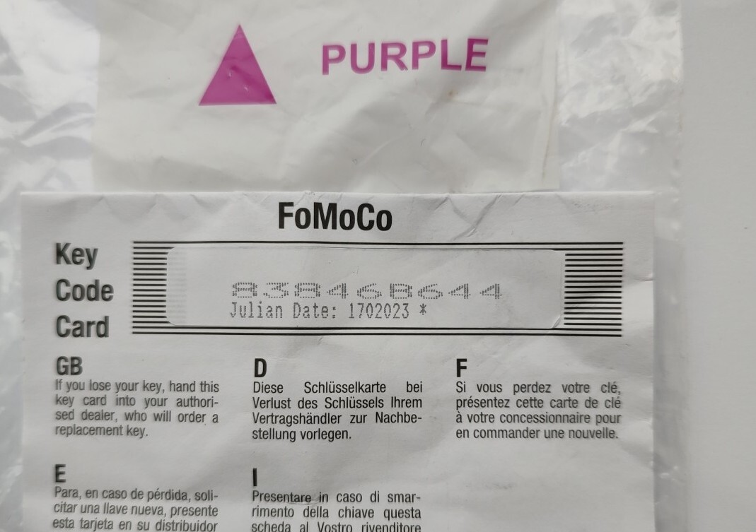 GENUINE FORD LOCKING WHEEL NUT BOLT KEY HEX 22mm PURPLE TRIANGLE