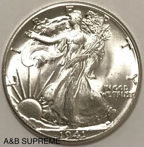 1941 Walking Liberty Half Dollar From OBW Roll Estate CH-GEM Bu Unc 90% Silver - Picture 2 of 6