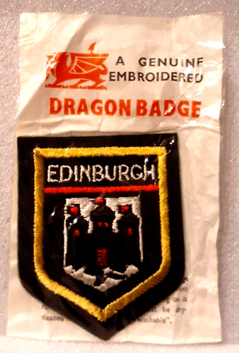 1970s Edinburgh Dragon Badge English UK British Tourist Travel Patch NOS Unused