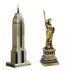 Metal Showpiece Combo Statue of Liberty and Empire State Building For Home Décor