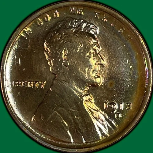 1918-S Lincoln Wheat Cent Extremely Fine XF Coin, Harshly Cleaned #34383