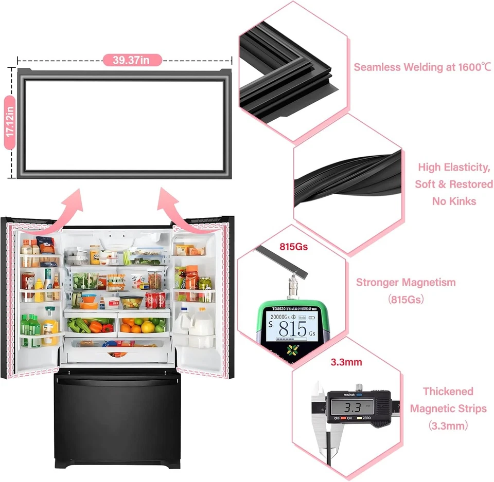 New W10830162 Freezer Door Gasket Fit Refrigerator Kenmore W10179332 W10199876 - Image 2 of 4