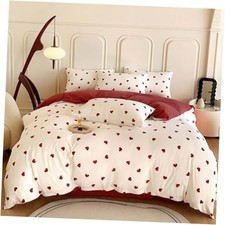 Red Duvet Cover Size 3 Pieces White Red Heart Girls Queen Red Love Heart Jfs545