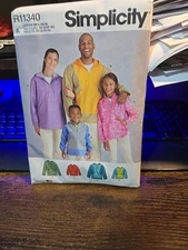 Simplicity R11340 Pattern Unisex Activewear Half Zip Jacket Kids Teens & Adults