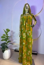 Women's Green & Orange Floral Sleeveless Long Maxi Dress, One Size Regular