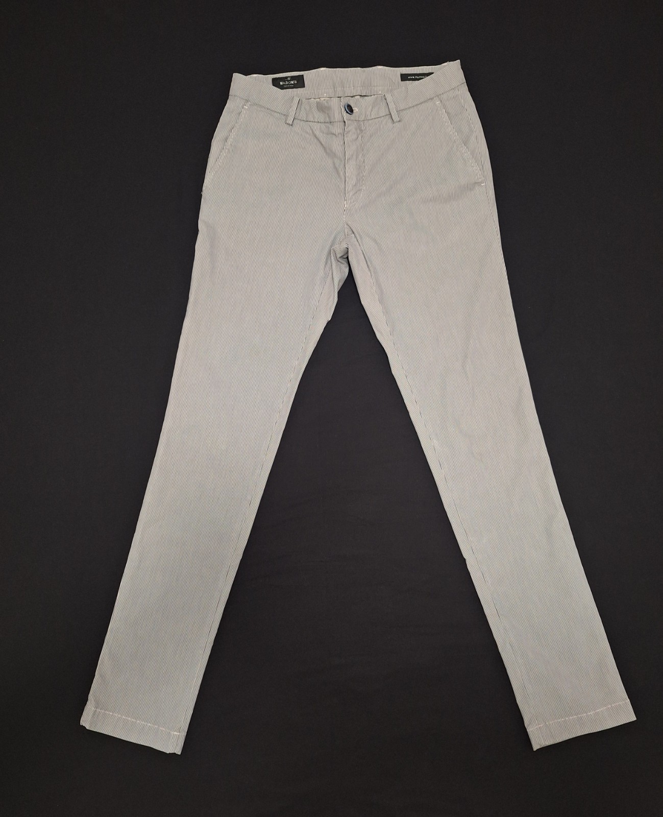 Mason's Craft Labor Milano Style chino uomo a righe blu/bianco slim Tg 44