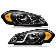 LED DRL Headlights Chevy Monte Carlo 06-07 Impala 06-13 14-16 Clear Lens Black