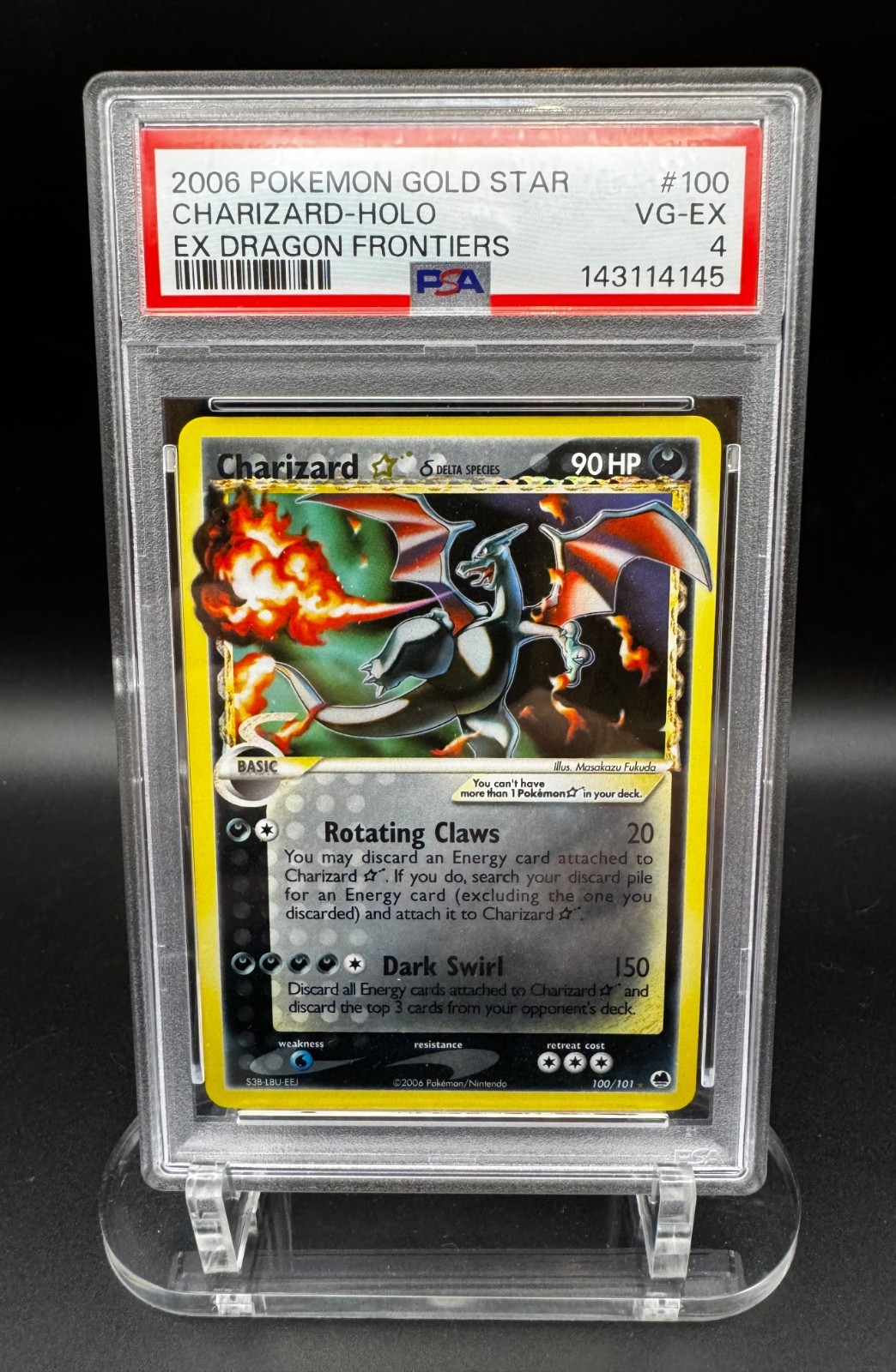 Pokemon TCG: Charizard Gold Star - EX Dragon Frontiers #100 [PSA 4 VG-EX]
