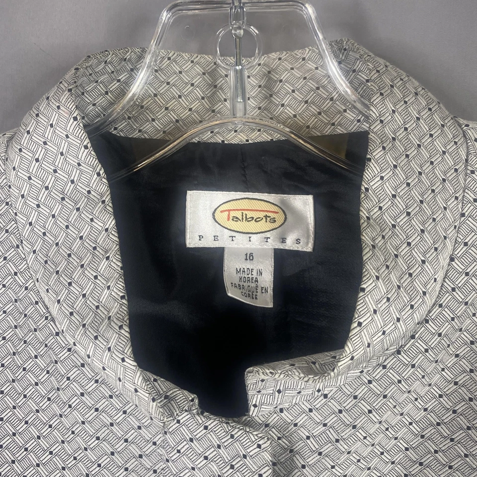 Chaqueta Talbots Mujer 16P Petite Blazer Gris Plateado Algodón Mezcla Seda Carrera Foto 4 de 4