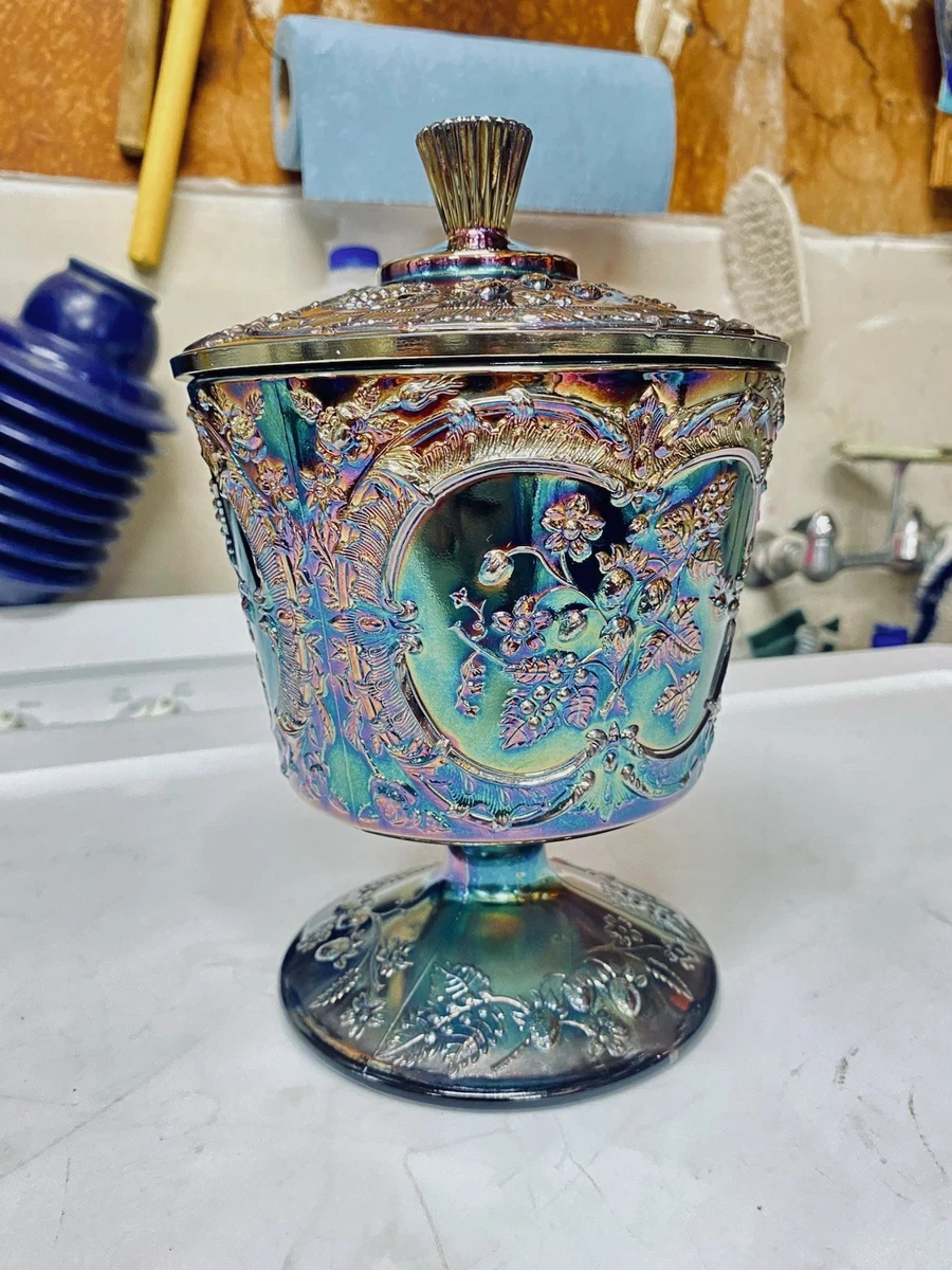 1940年代 Fentonフェントン フタ付きキャンディディッシュ fenton carnival glass candy dish products for sale | eBay