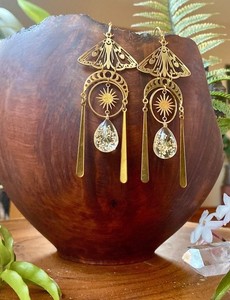 Authentic Moth Charm Drop Earrings Gold Plated Boho Butterfly Pendant Earrings for Women