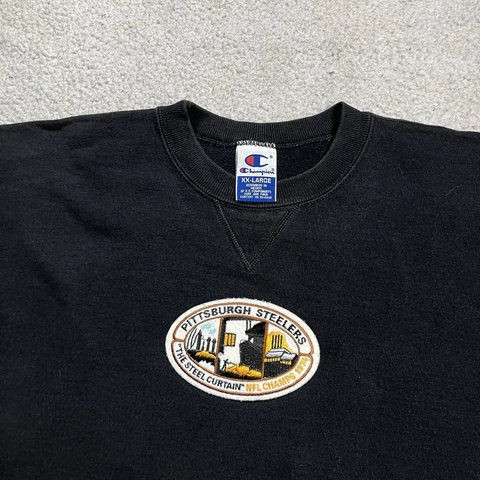 Pittsburgh Steelers Sudadera Para Hombres 2XL Campeón NFL Cuello Redondo De Colección EE. UU. 90s Foto 3 de 4