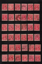 1914 KGV 1d Red x 36 Stamps 'Various Shades and Postmarks' - Free Post - RD01
