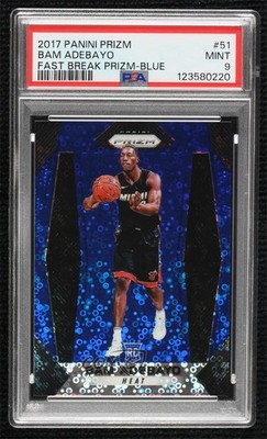 2017 Panini Prizm Fast Break Blue /175 Bam Adebayo #51 PSA 9 MINT Rookie RC sc2