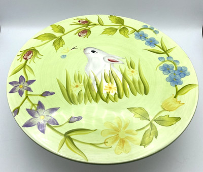 Sweet Olives Designs Easter Spring Bunny Footed Cake Plate Stand Handpainted