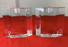 Pair Orrefors Sweden Heavy Crystal Candlestic...