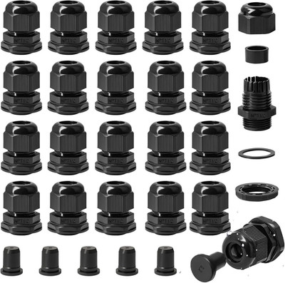 30PCS 1/2'' NPT Cable Gland, IP68 Waterproof Adjustable Strain Relief Cord Con...