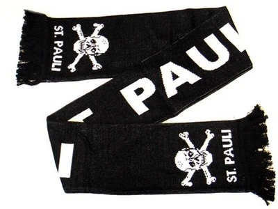 St.Pauli Fan Schal - Fußball Jaquard Schal FC St. Pauli Schal Totenkopf
