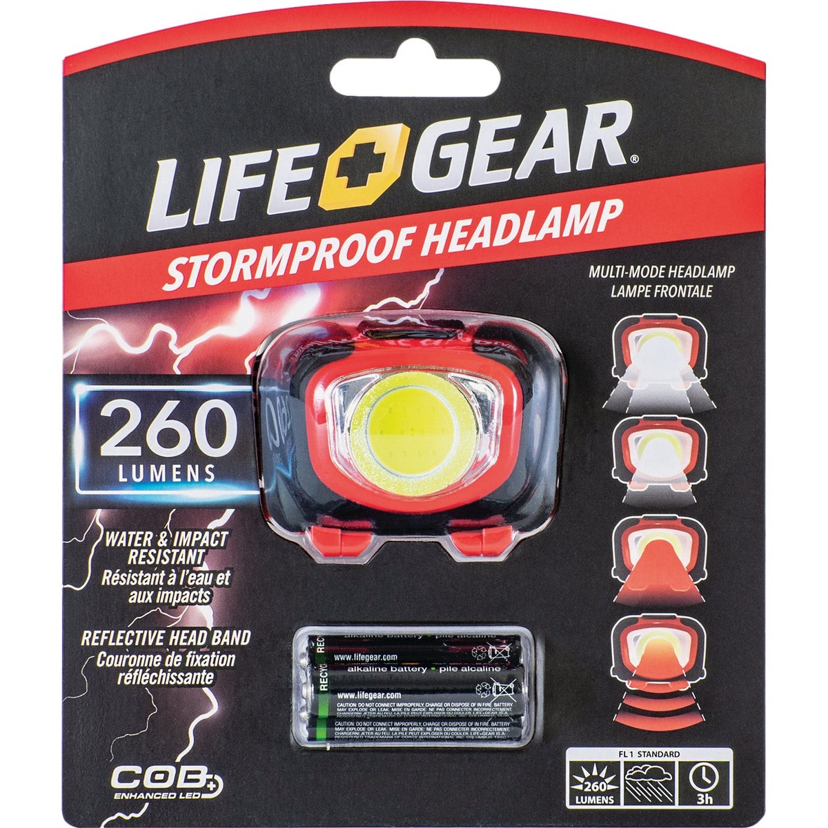 Life Gear Storm Proof 260 Lm. Led 3Aaa Headlamp 41-3765 Life Gear Storm Proof