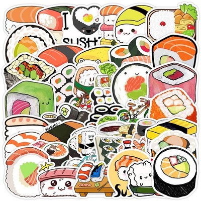 50pcs Waterproof Vinyl Stickers Sushi Japanese Food Luggage Phone Laptop Car