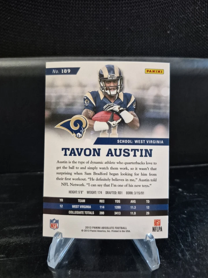 2013 Absolute - Spectrum Rookie Silver Both Hands on Ball - Tavon Austin RC /99 - Image 2 of 2