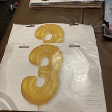 Anagram Number 3 3rd Birthday Anniversary Birthday Gold 53” Uninflated X 2 