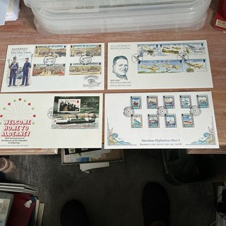 stamps ALDERNEY FDC x 4 (ss009)