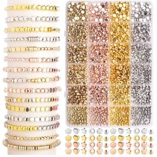 Gold Spacer Beads 2160 Pieces Bracelet Beads for DIY Jewelry Making Gold, Sliver