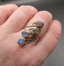 Sterling Silver Labradorite Multi Stone Ring Size 10