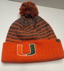 Miami Hurricanes Beanie Pom Green Orange Cap Hat Unisex New-Other