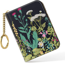 Credit Card Holder, Small RFID Card Wallet for Women, Slim Leather Card Holder W