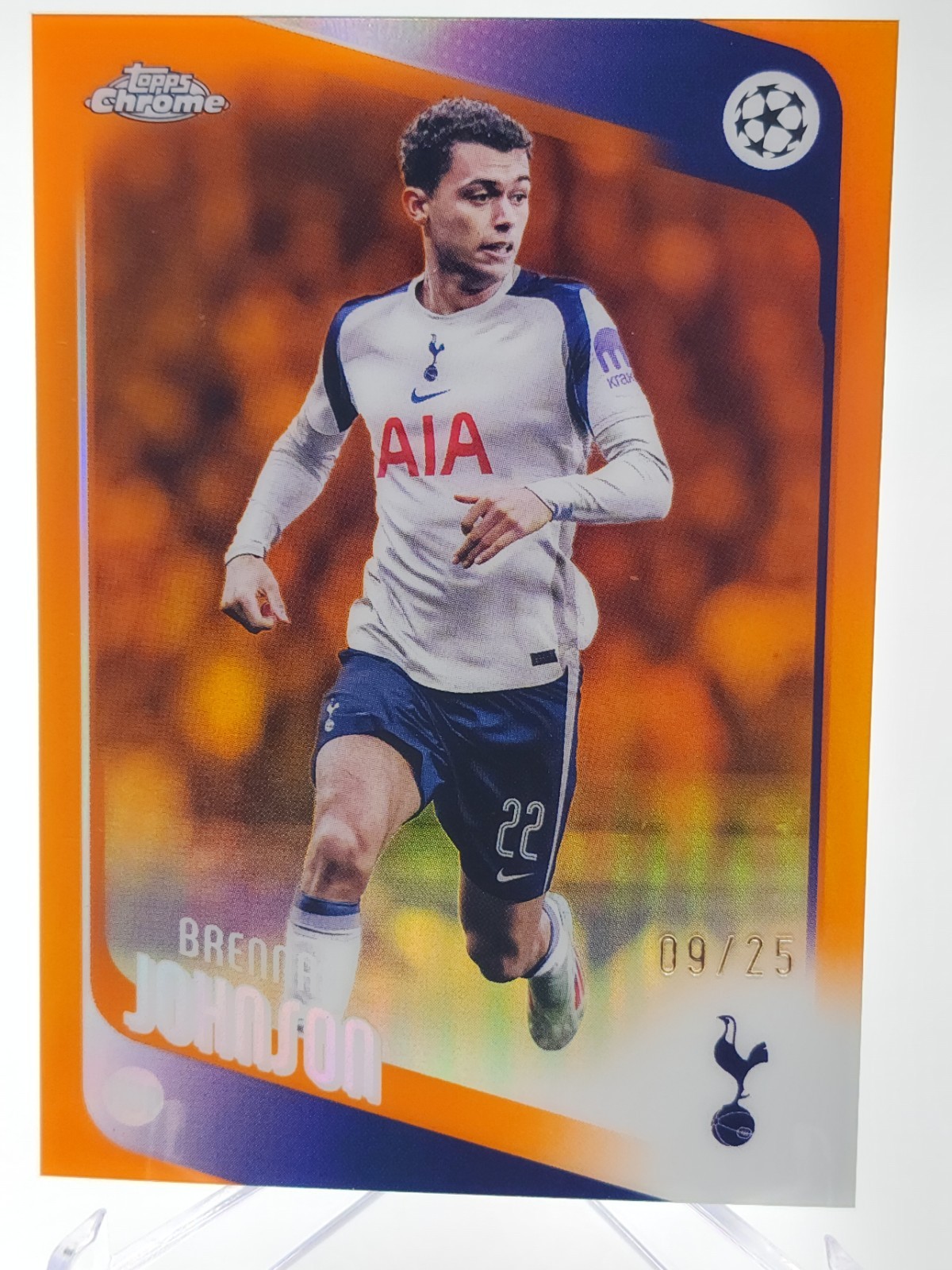 2025-26 Topps Chrome UEFA #18 Brennan Johnson True Orange Refractor /25