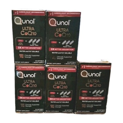 Lot 5 Qunol Ultra CoQ10 100mg 4x 30 & 1x 60 180 Total  Soft Gel Coenzyme Q10 NIB