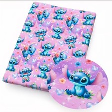 Stitch FAUX LEATHER SHEET 8 x 12" 1290218 Movie Alien Cartoon Flowers SMOOTH