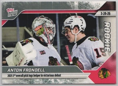 2025-26 NHL TOPPS NOW Sticker #129 Anton Frondell Rookie RC Blackhawks PR: 770