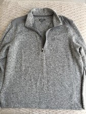 Eddie Bauer Men's Pullover Sweater Gray 1/4 Zip Mock Neck XXL Long Sleeve
