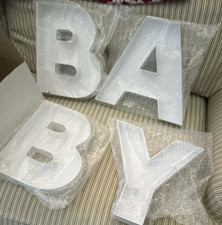 BABY White Plastic Letter Party Decoration Set, Decorative Letters B A B Y