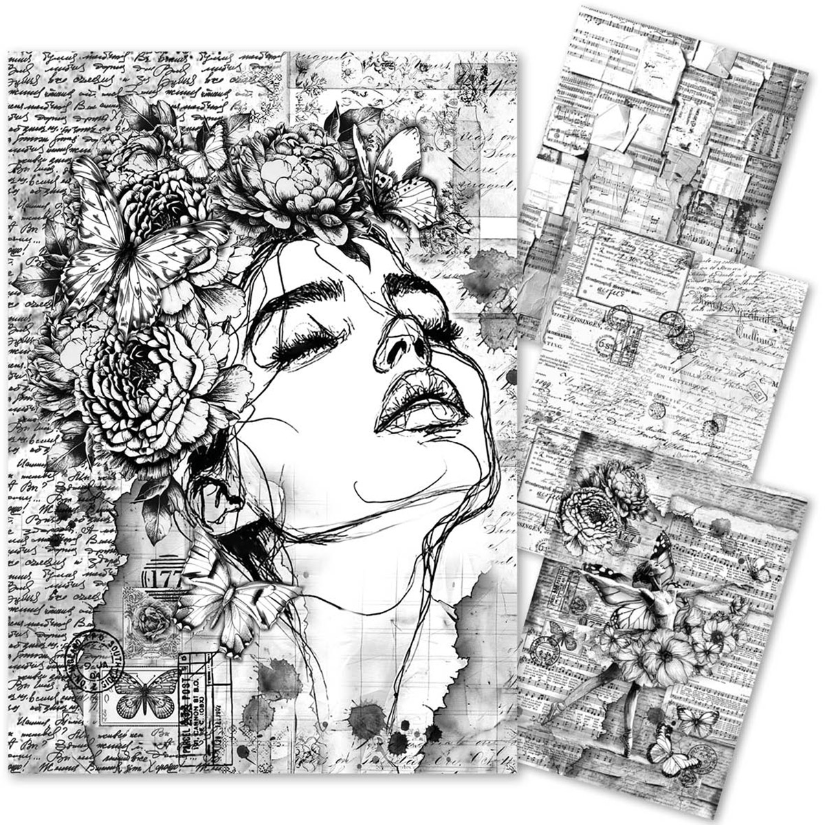 Ciao Bella Meaningful Memories Mixed Media rice paper A4 set 4/Pkg