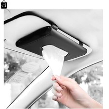 Elegant Black Leather Car Visor Tissue Holder - Stylish Functional Organizer