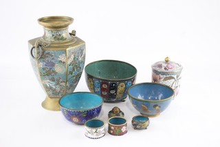 Vintage Brass Cloisonne Ornaments Lidded Urn Large Vase Bowls 2480g